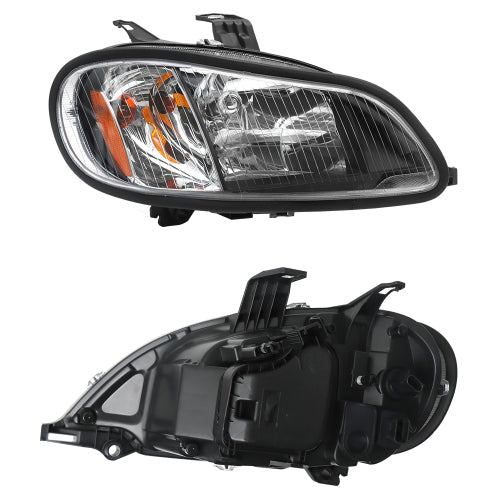 Headlight Assembly Compatible with 2004-2013 Freightliner M2, Black Housing, Left Driver &Right Passenger Pair Set