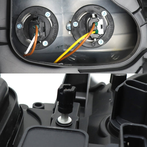 Headlight Assembly Compatible with 2004-2013 Freightliner M2, Black Housing, Left Driver &Right Passenger Pair Set