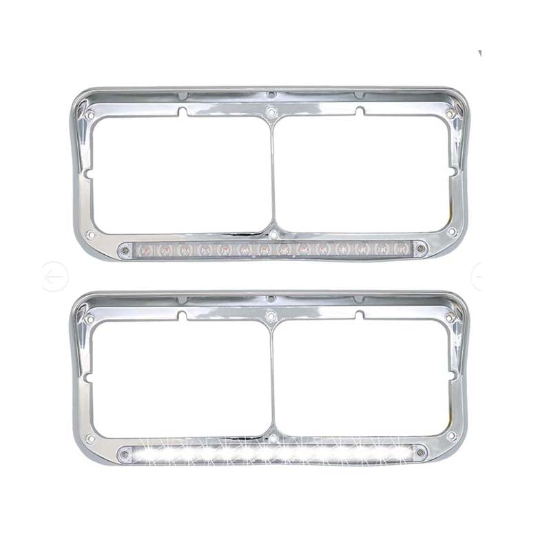 Headlight Frame Pair Dual Rectangle for Kenworth C500 T600 W900