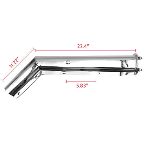 Chrome Angled Mud Flap Hanger Bracket for semi Trucks, Bolt Spacing 2.5", 30" L Heavy-Duty Spring Loaded Hangers with Reflective Strip Sticker, Right & Left Side, 2PCS