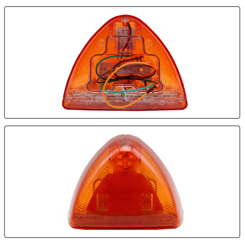 2Pcs Turn Signal Fit for Peterbilt, 31 LED Triangle Amber Turn Signal With 3 Wires Replacement Fit for Peterbilt 379 359 357 365 378 Amber Led/Clear Lens (Amber Lens)