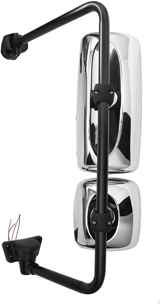 Defrost Heated Chrome Door Mirror for Freightliner M2, Side Mirror Assembly with Arm for Freightliner Columbia 2003-2016 Semi Trucks Accessories Driver Left Side