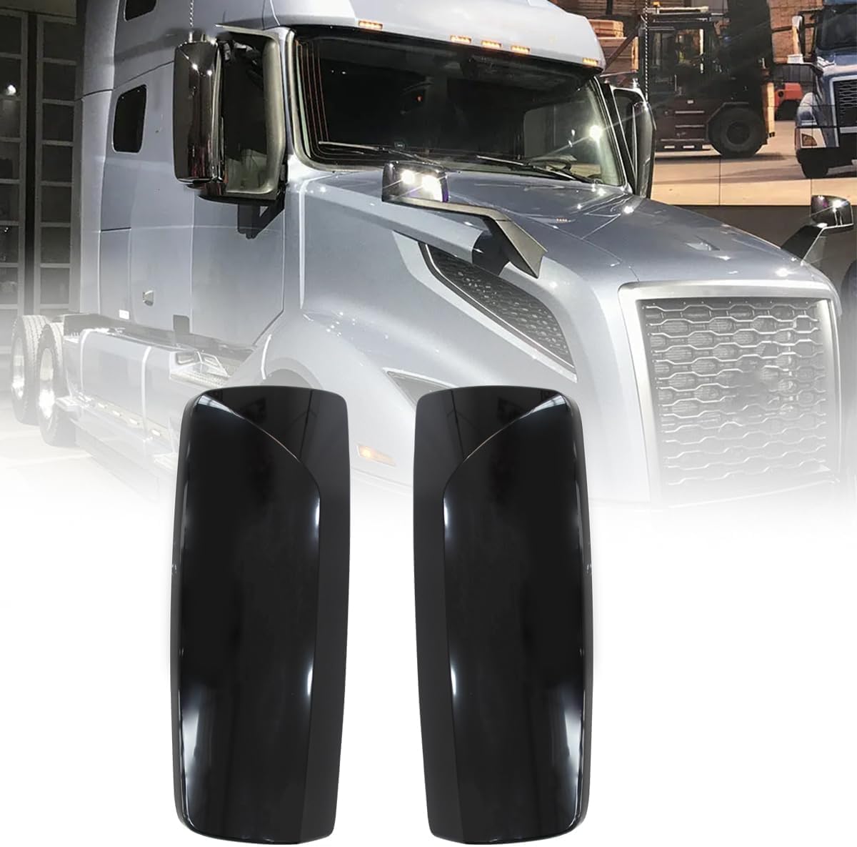 Aostirmotor Black Door Mirror Covers Fit for Volvo VNL 730 VNL 860 VNM 200 VNM 430 VNM 630 VNX 300, A Pair of Door Mirror Cover Driver & Passenger Side (Black)