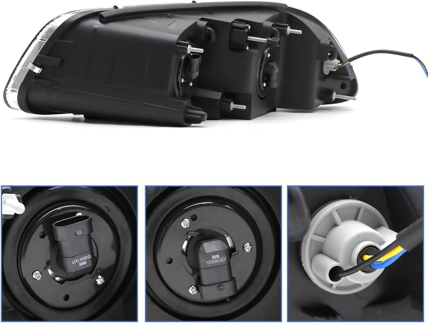 Headlight Assembly Fit for MACK GU4 GU5 GU7 CT713 GU8 CX CXN CXU CTP Semi Trucks, Pair of Chrome Headlamp Passenger Side Halogen,Bulbs Included