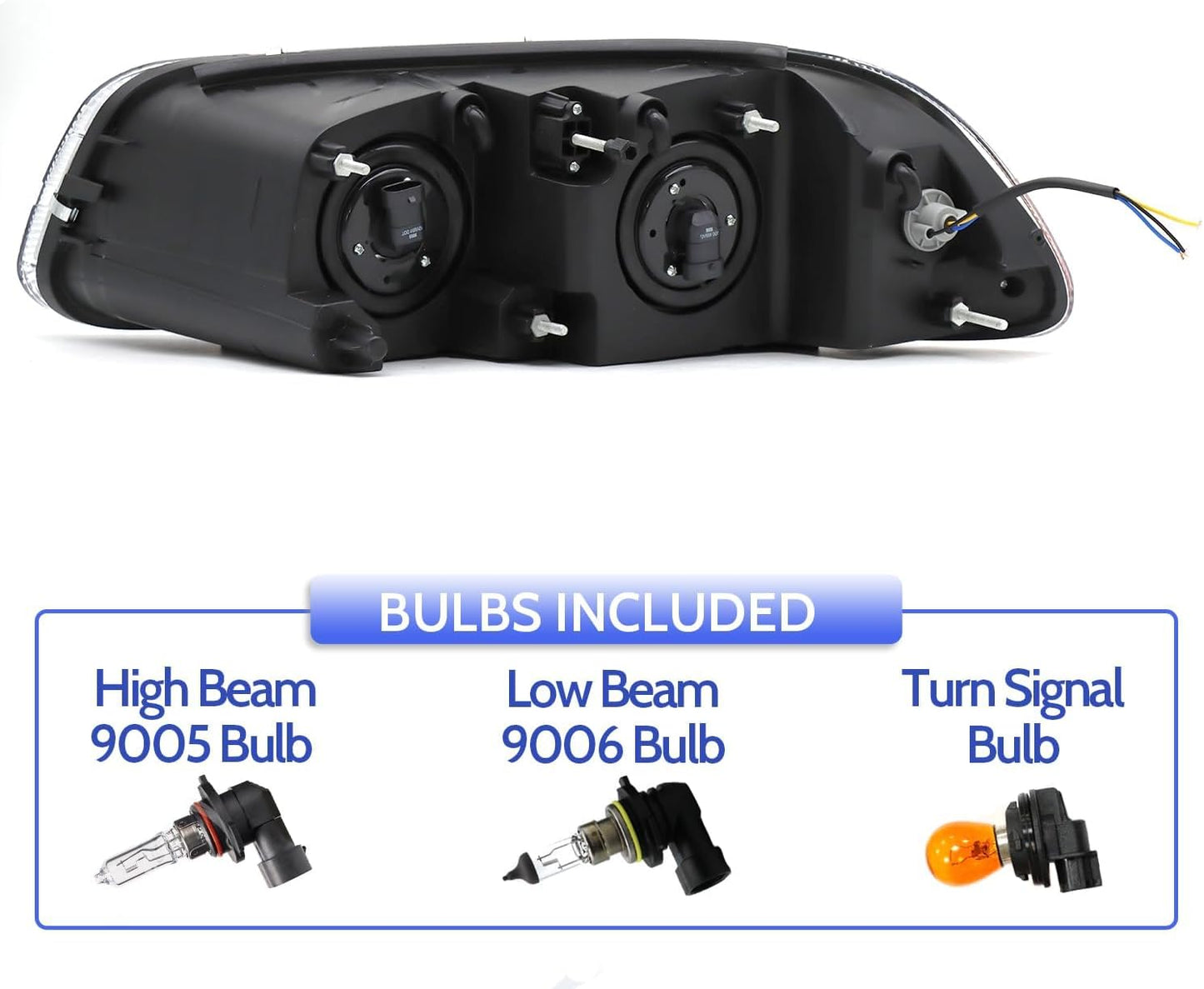Headlight Assembly Fit for MACK GU4 GU5 GU7 CT713 GU8 CX CXN CXU CTP Semi Trucks, Pair of Chrome Headlamp Left/Driver & Right/Passenger Side Halogen,Bulbs Included