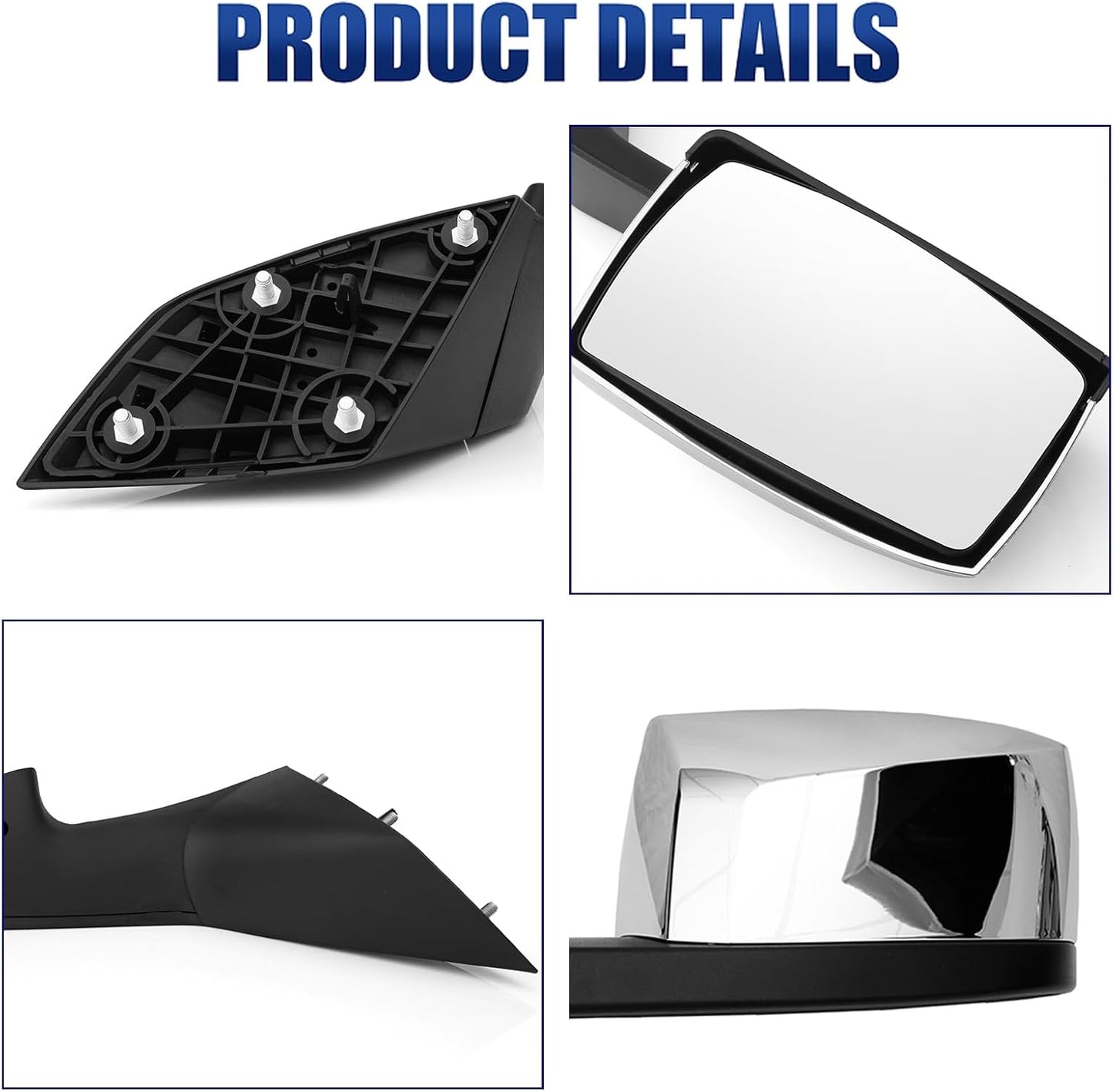 Hood Mirror Assembly for Volvo VNL(2004-2014),Truck Hood Mirror with Arm Replacement for Volvo VNL Left Driver Side and Right Passenger Side (A Pair) (Chrome)