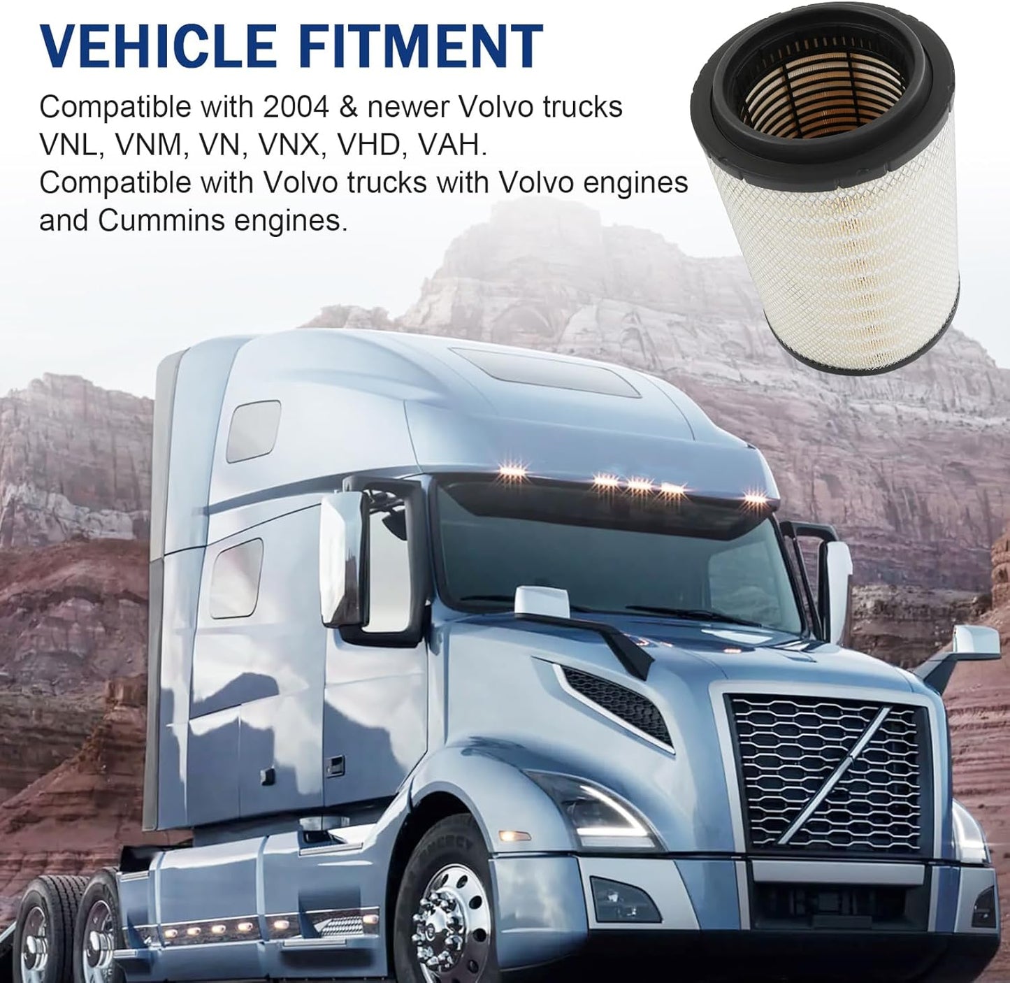 Engine Air Filter 21715813 Compatible with Volvo VNL 780 760 860 670 630