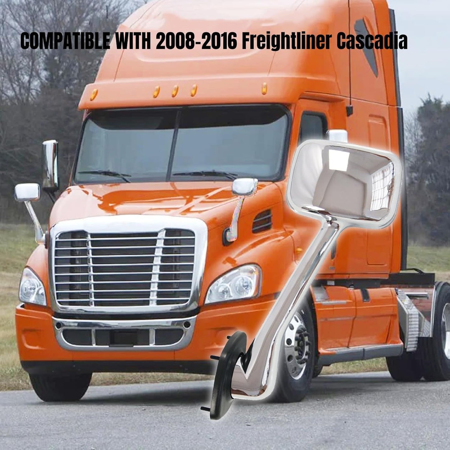 Aostirmotor 2PCS Hood Mirror Fit for Freightliner Cascadia 2008-2016, Pair Hood Mirrors Kit Trucks Driver Left and Passenger Side Pair (Black)