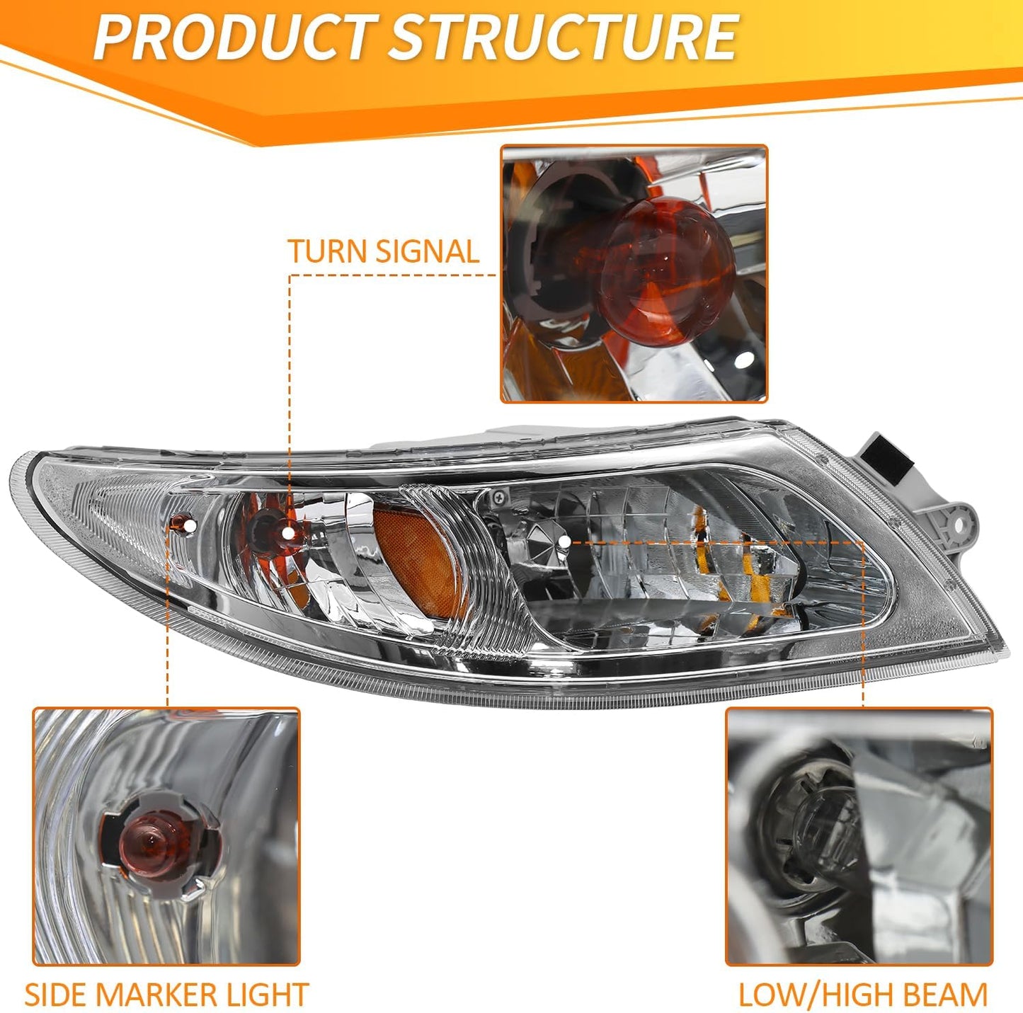 Headlights Assembly Fit for International Durastar 4200 4300 4400 4900 Truck,2002-2018 International 4300 Headlight Headlamp PairPair Driver (Right Side)