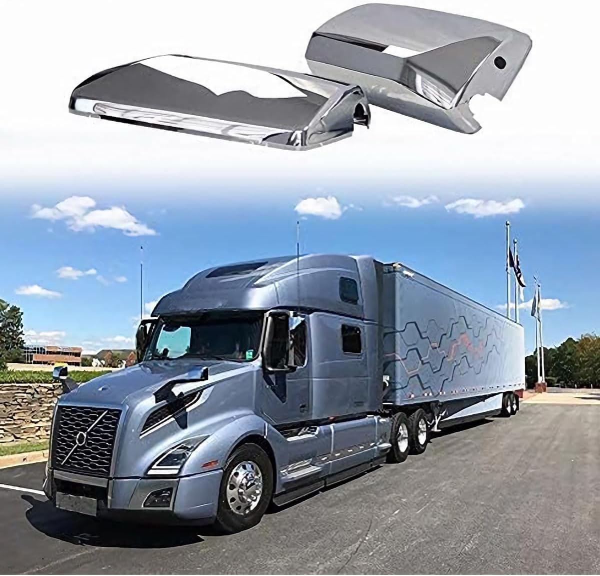 aostirmotor Pair Chrome Door Mirror Covers Fit for Volvo VNL 670/730/860/780/630 VNM 200/430/630 VNX 300 Chrome Side Mirror Caps for Volvo VNL VN VNM (Driver and Passenger Side)