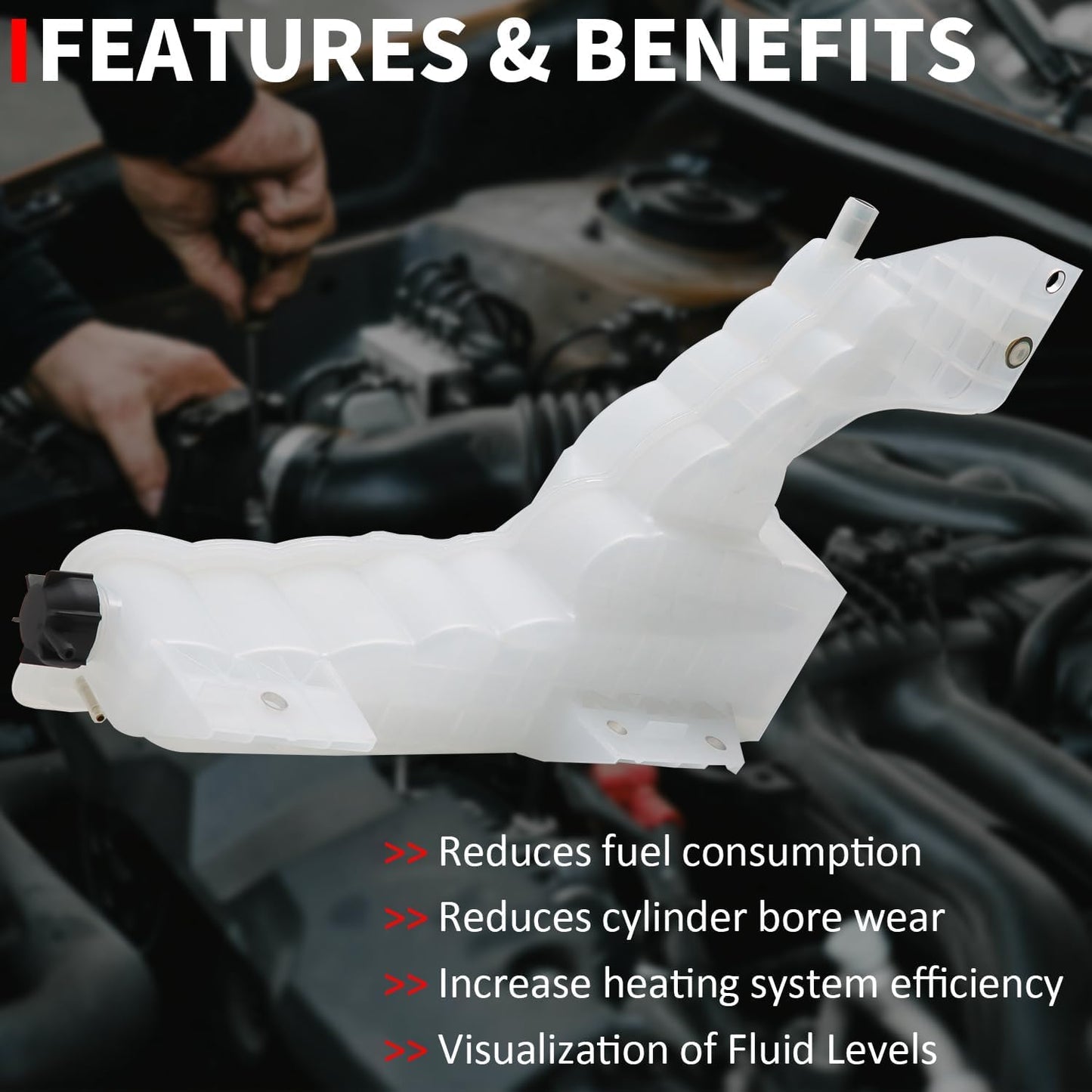 Coolant Overflow Reservoir Bottle Tank Compatible with 2013-2020 Kenworth T680 T880, 2013-2020 Peterbilt 579, Replacement for DR104002 CP237001
