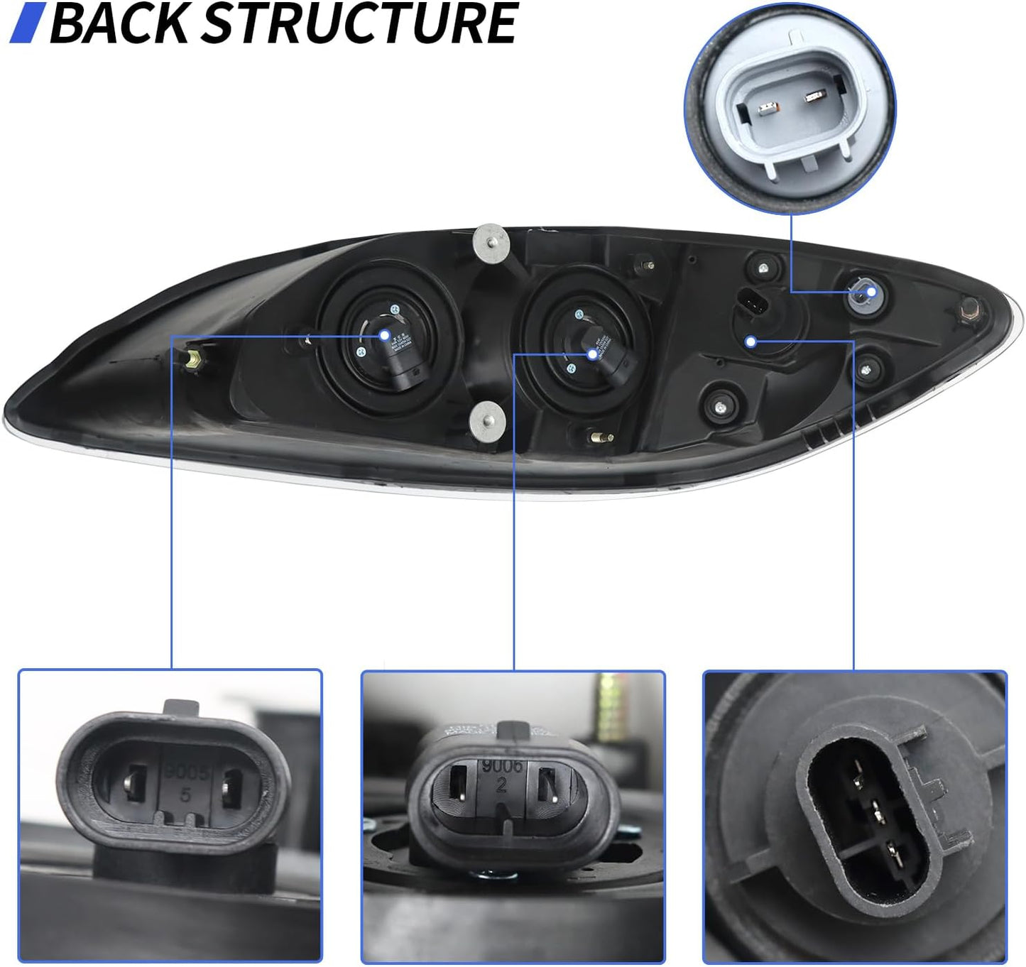 Headlights Assembly Fit for 2008-2016 International ProStar,Halogen Headlamps Assembly, Driver and Passenger Side(Chrome Left Right)
