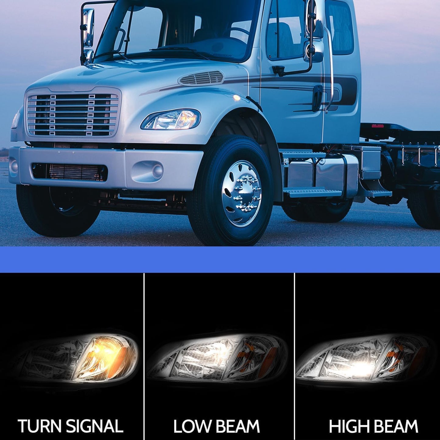 Headlight Assembly Compatible with 2004-2013 Freightliner M2 106 M2 112, Headlamps Head Lights Lamp Assembly (Left)