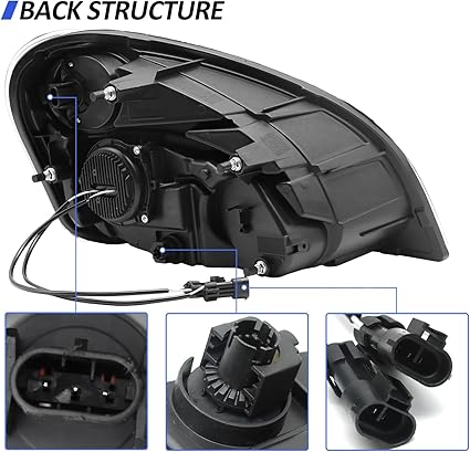 pair Headlight Assembly Compatible with 2008-2017 Freightliner Cascadia, LED Headlamps Assembly Black Interior Clear Lens Left Driver and Right Passenger Side