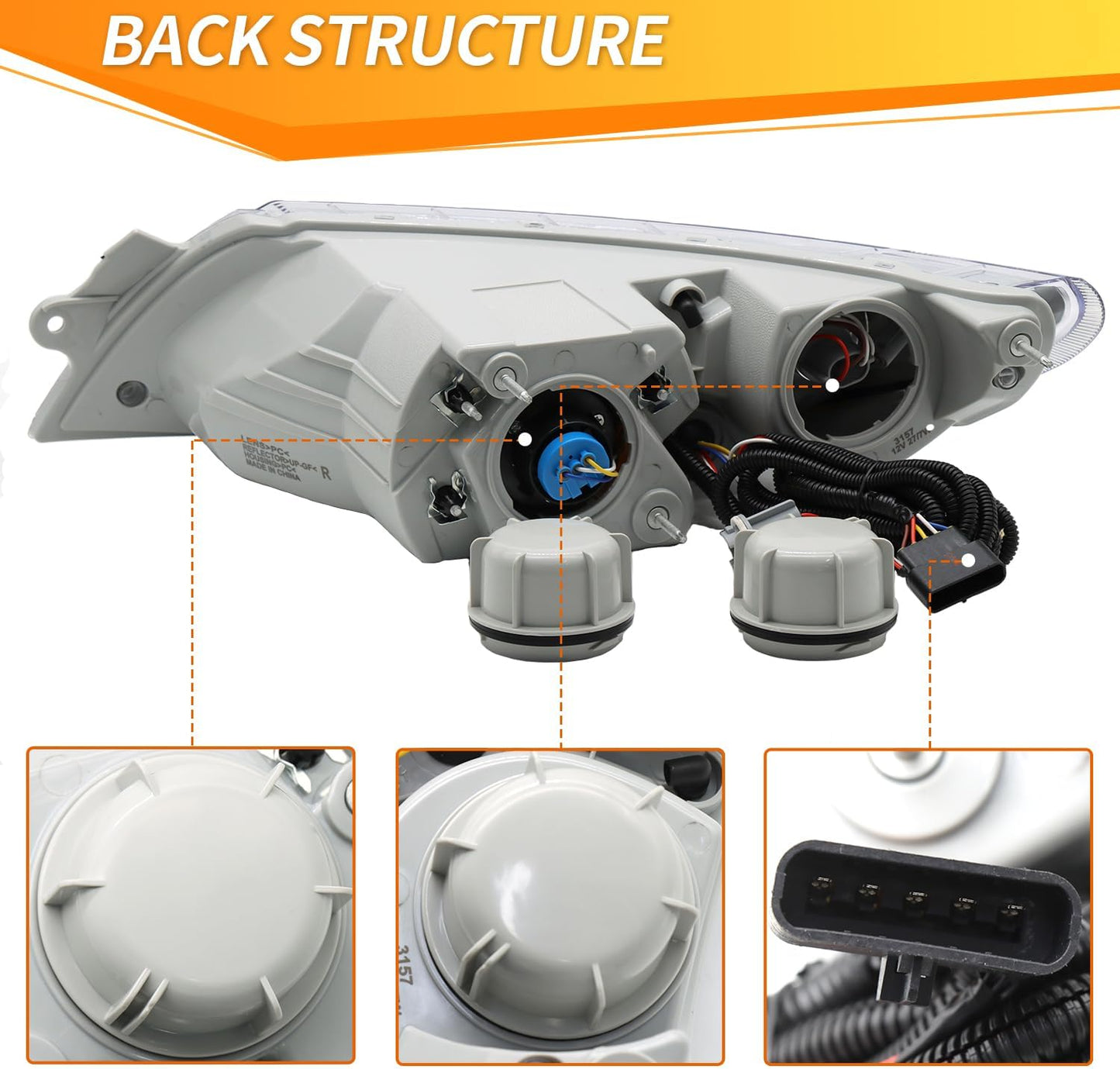 Headlights Assembly Fit for International Durastar 4200 4300 4400 4900 Truck,2002-2018 International 4300 Headlight Headlamp PairPair Driver (Right Side)