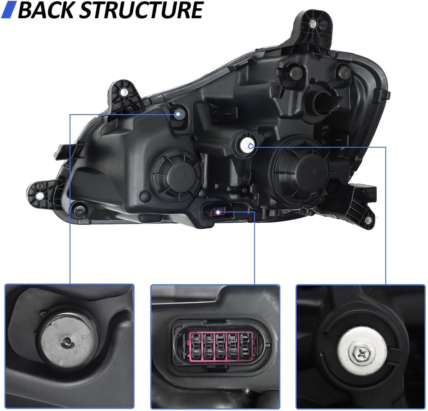 Headlight Assembly Fit for Kenworth T680 2013-2021, Halogen Headlights Headlamps W/Bulbs Chrome House Right Headlight Assembly