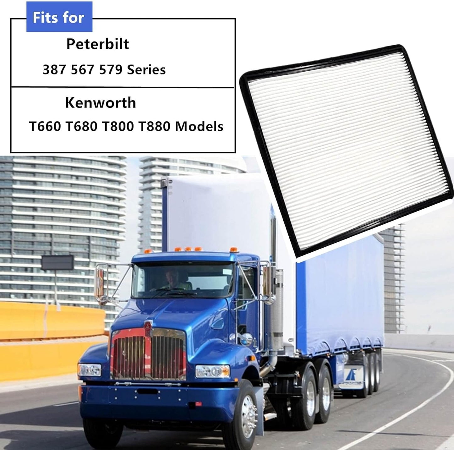 Cabin Filter Compatible with Kenworth T660 T680 T800 T880 Peterbilt 387 567 579 Replace PA30269 S-9034 F37-1018