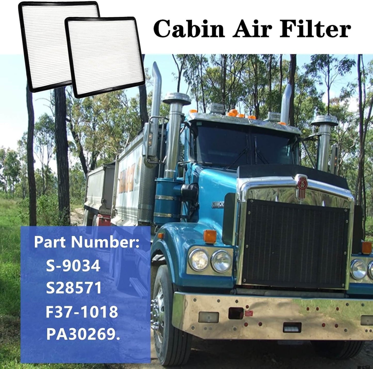 Cabin Filter Compatible with Kenworth T660 T680 T800 T880 Peterbilt 387 567 579 Replace PA30269 S-9034 F37-1018
