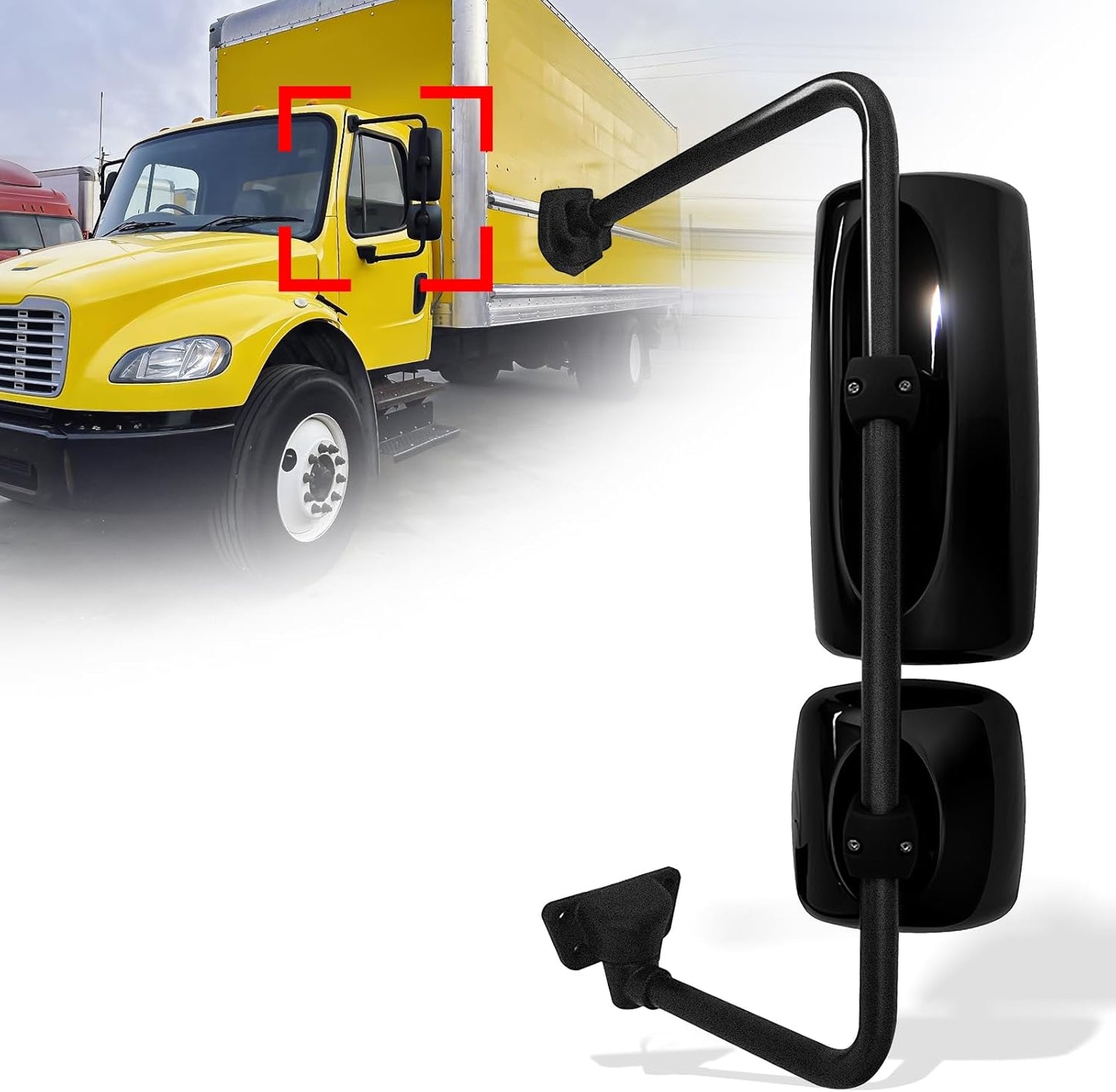 Black Door Mirror For Freightliner M2 106 (03-16) and Freightliner Columbia (03-16) Door Mirror with Arm Assembly Left Side
