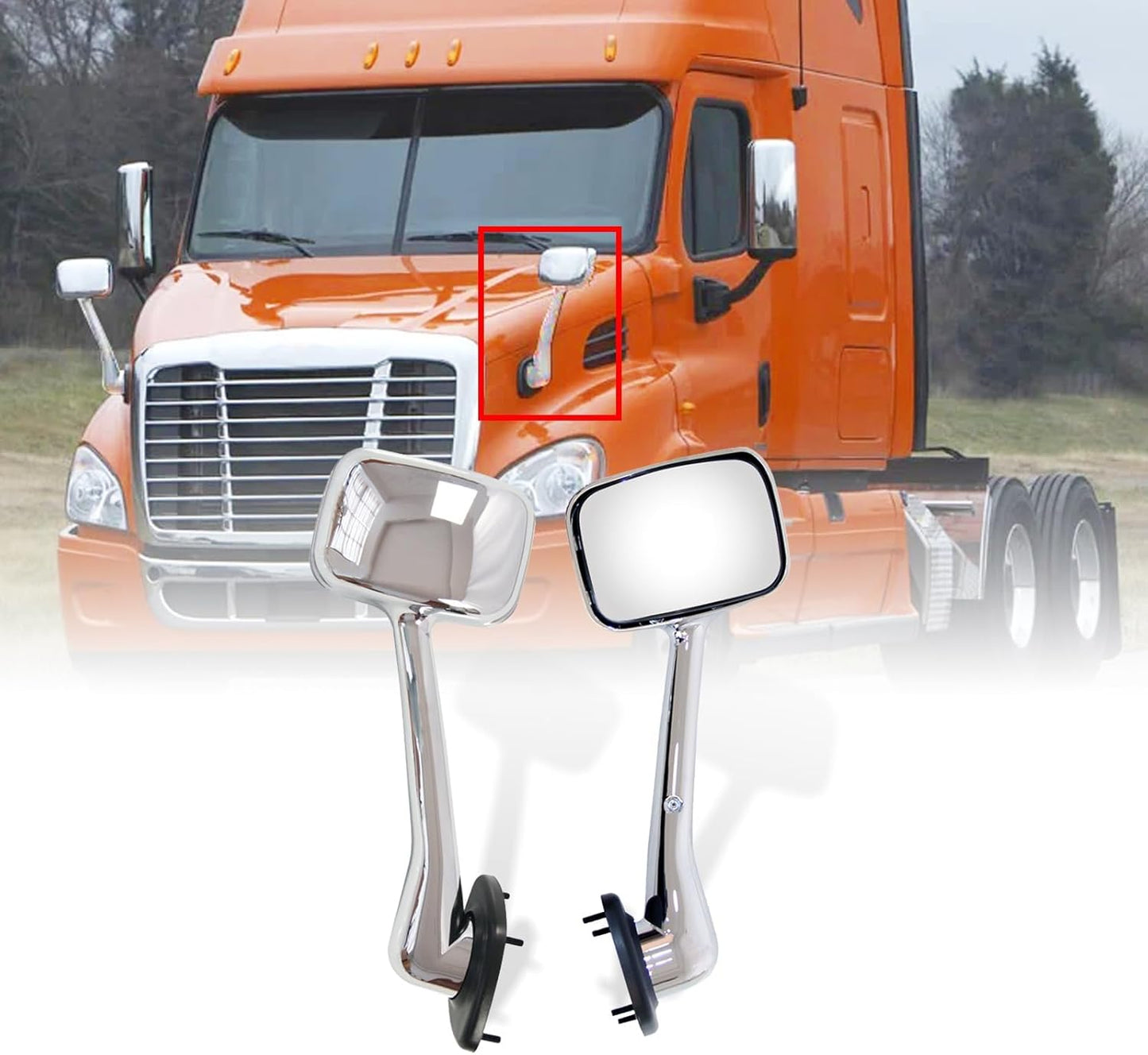 Aostirmotor 2PCS Hood Mirror Fit for Freightliner Cascadia 2008-2016, Pair Hood Mirrors Kit Trucks Driver Left and Passenger Side Pair (Black)