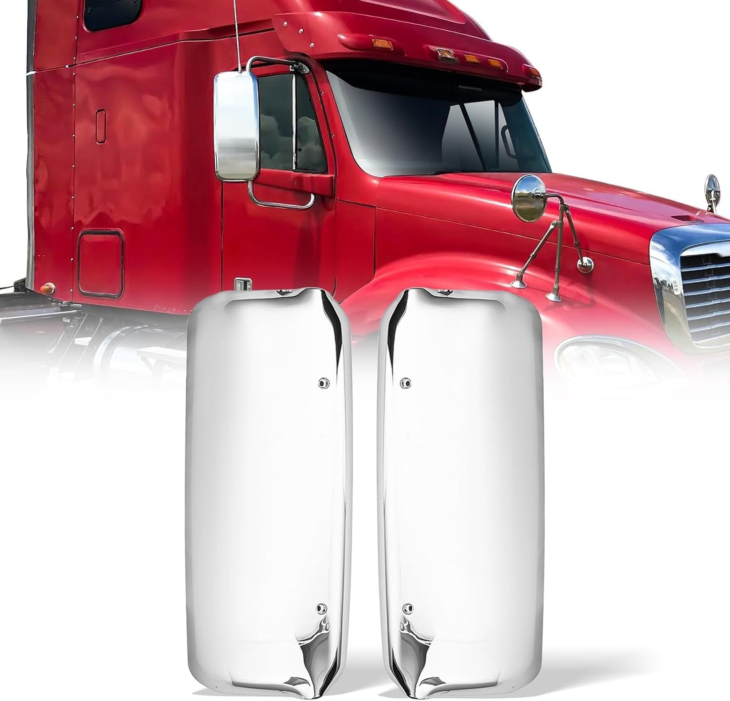 Chrome Door Mirror Cover for Freightliner Columbia Coronado Century,Chrome Housing Replacement for Freightliner 2005-2017 Trucks Accessories,Driver and Passenger Side A Pair