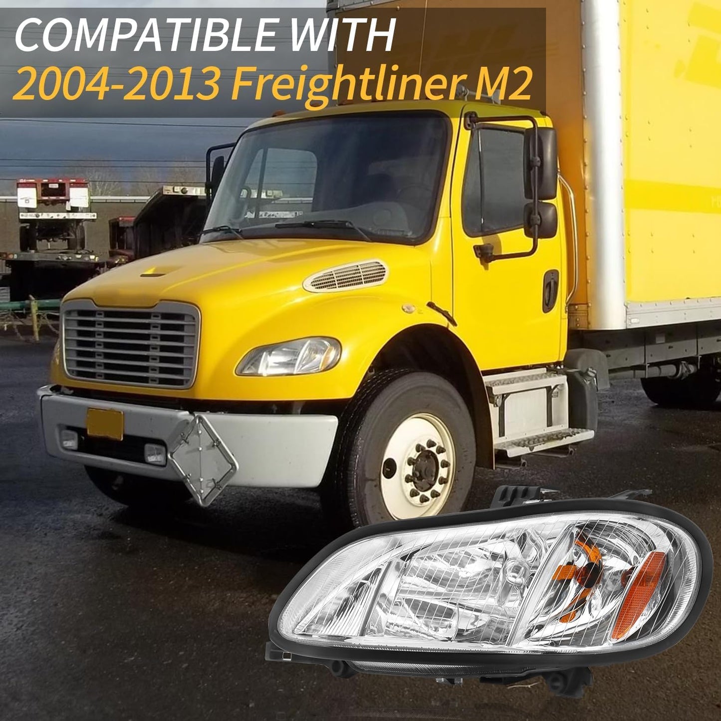 Headlight Assembly Compatible with 2004-2013 Freightliner M2 106 M2 112, Headlamps Head Lights Lamp Assembly (Left)
