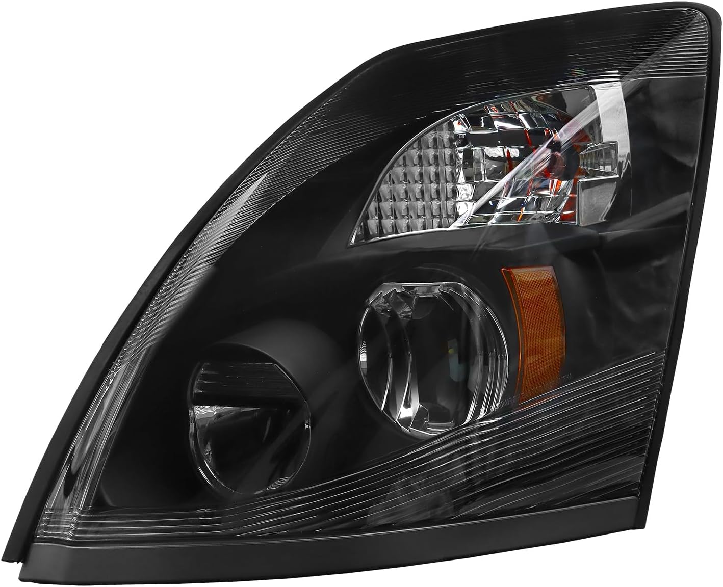 LED Headlight Assembly Compatible with Volvo VNL 2004-2014,Black Factory Style LED High/Low Beam Headlamp Driver and Passenger (Pair of Headlight Assembly)
