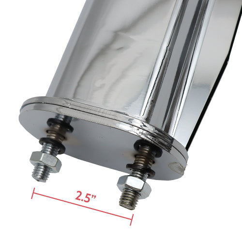 Chrome Angled Mud Flap Hanger Bracket for semi Trucks, Bolt Spacing 2.5", 30" L Heavy-Duty Spring Loaded Hangers with Reflective Strip Sticker, Right & Left Side, 2PCS