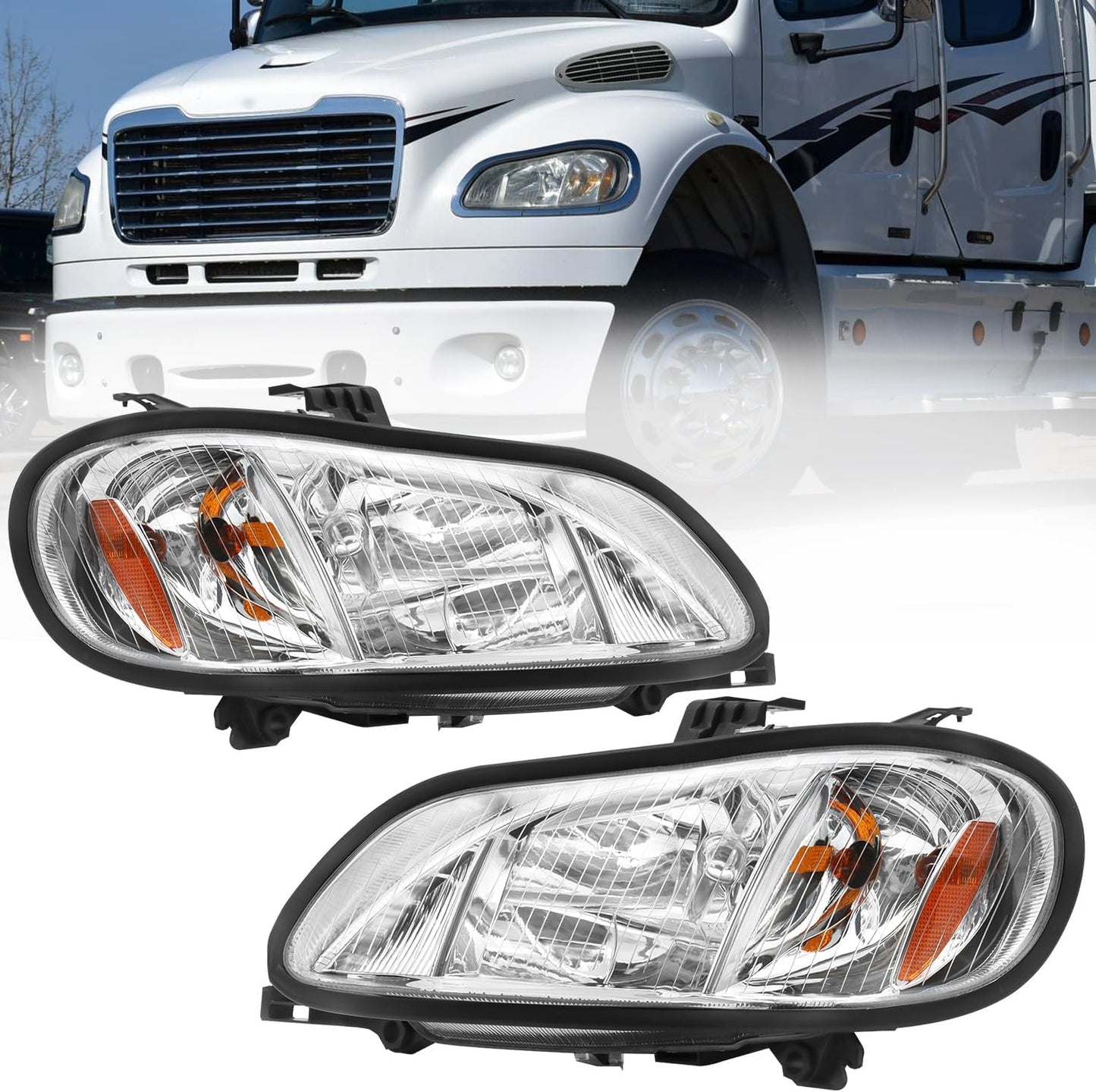 Headlight Assembly Compatible with 2004-2013 Freightliner M2 106 M2 112, Headlamps Head Lights Lamp Assembly (Left)