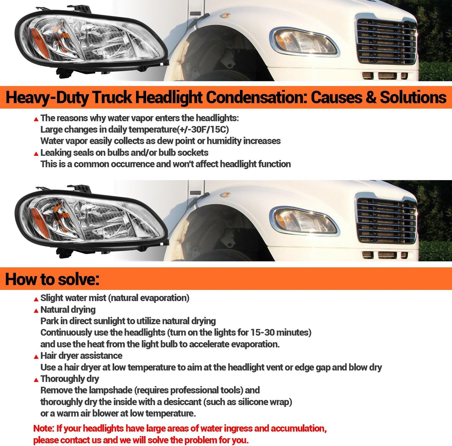 Headlight Assembly Compatible with 2004-2013 Freightliner M2 106 M2 112, Headlamps Head Lights Lamp Assembly (Left)