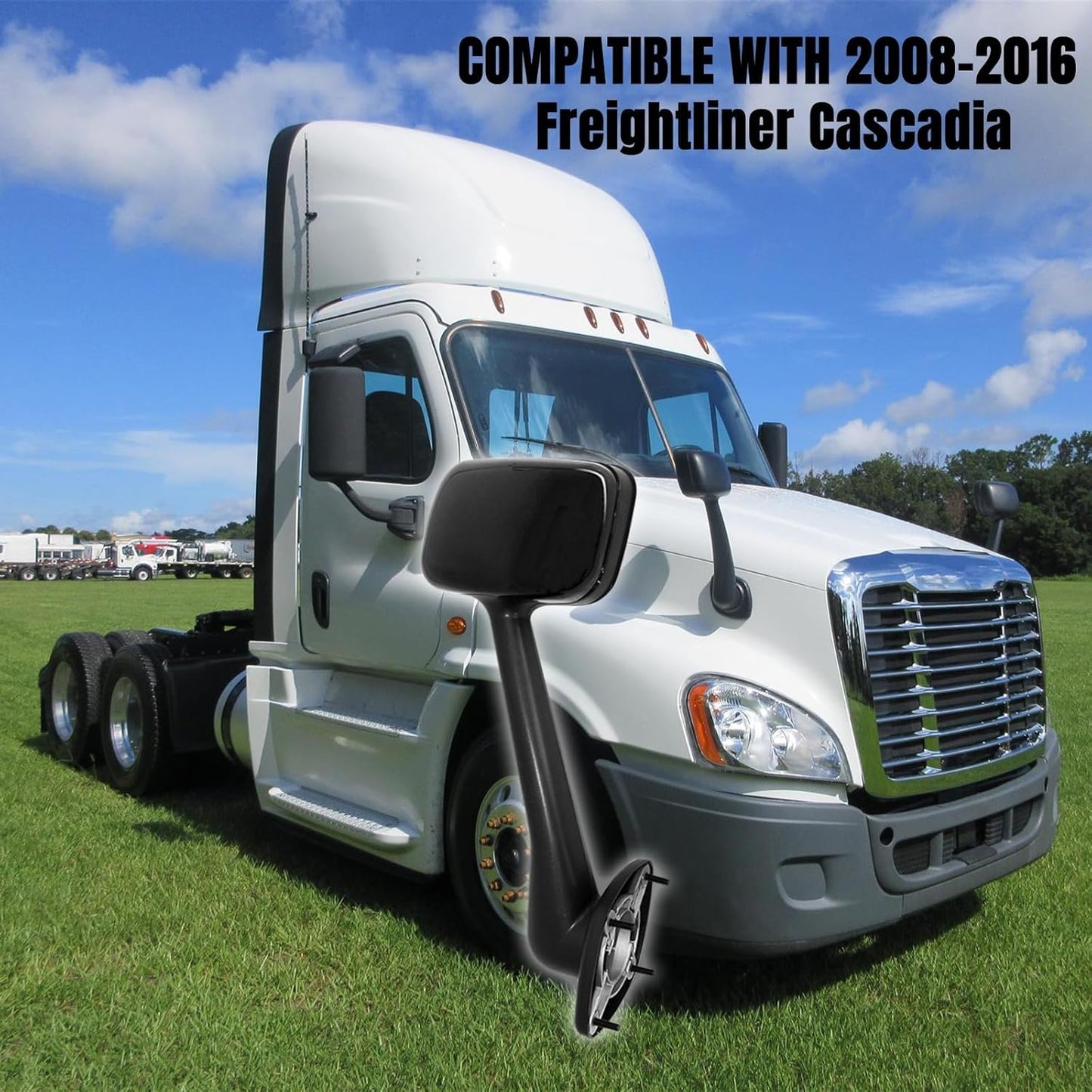 aostirmotor Pair Chrome Hood Mirrors Fit for New Freightliner Cascadia 2018-2022, Hood Mirrors Assembly with Heater turn signal Driver & Passenger Side