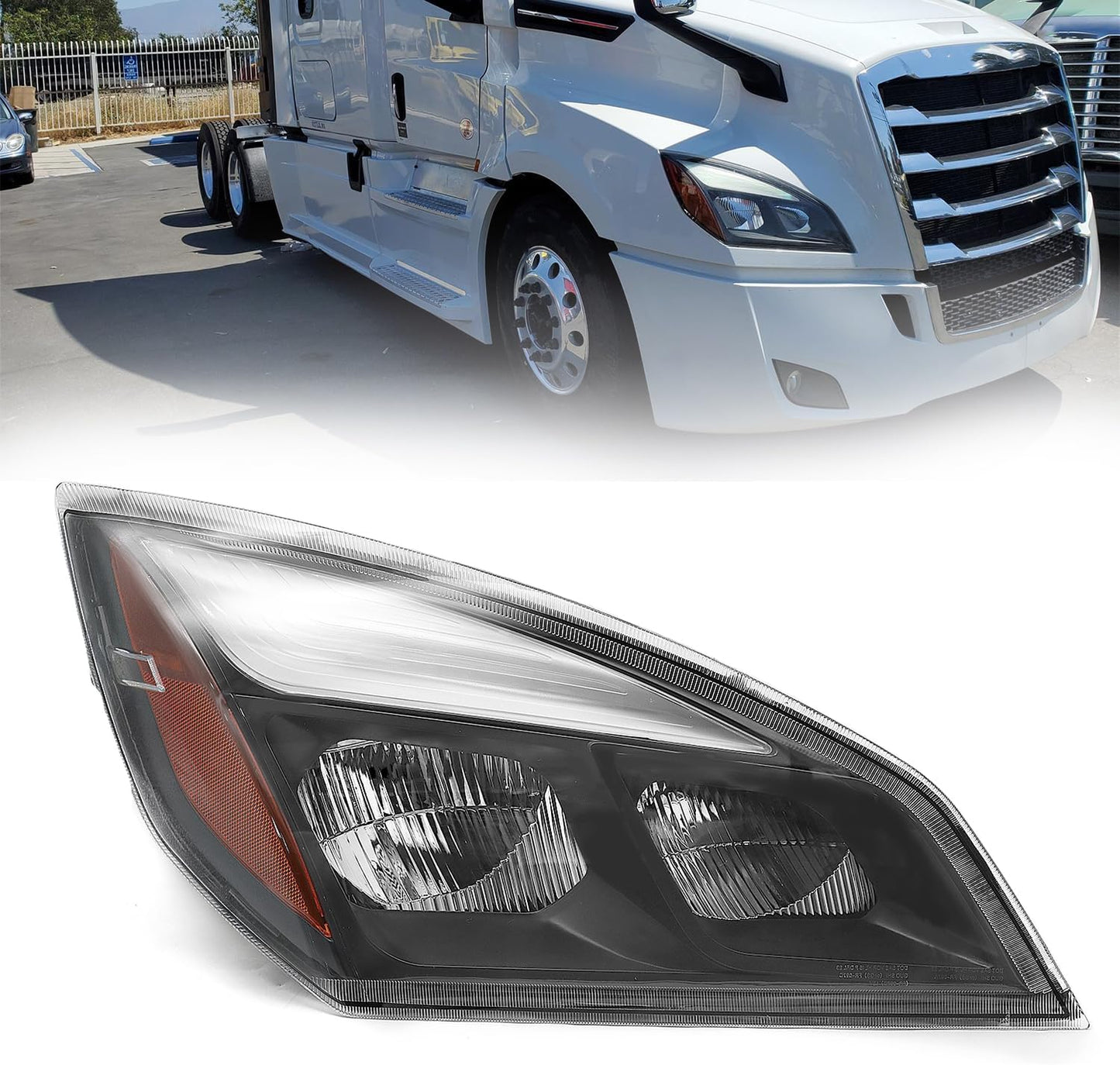 New Body Style Halogen Headlight Assembly Fit for Freightliner Cascadia 2018+,Right, Headlamps, Black Housing
