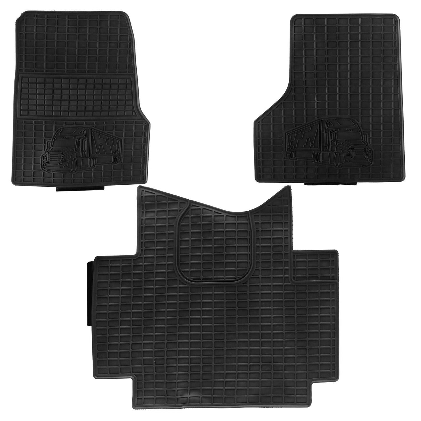 Fronts Rubber All-Weather OEM Floor Mats Fits 2008-2017 Freightliner Cascadia, 3 Pcs