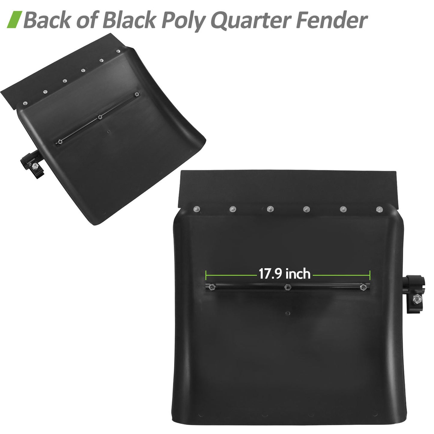 Quarter Fender 24"x24" for Semi Truck Black Poly Pair Freightliner Volvo VNL Set