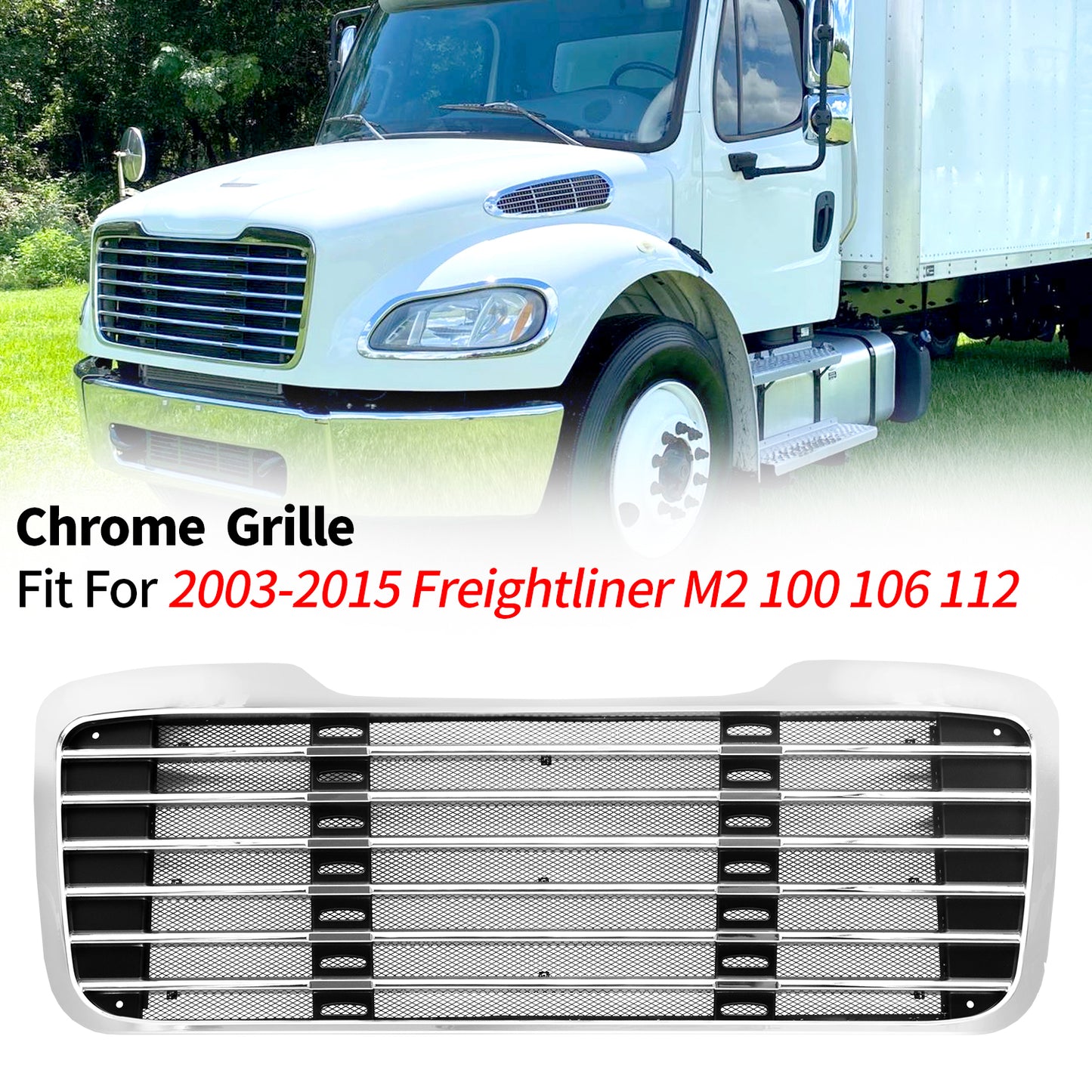 Chrome Grille With Bug Screen Fit for Freightliner M2 100 106 112 (2003-2019)