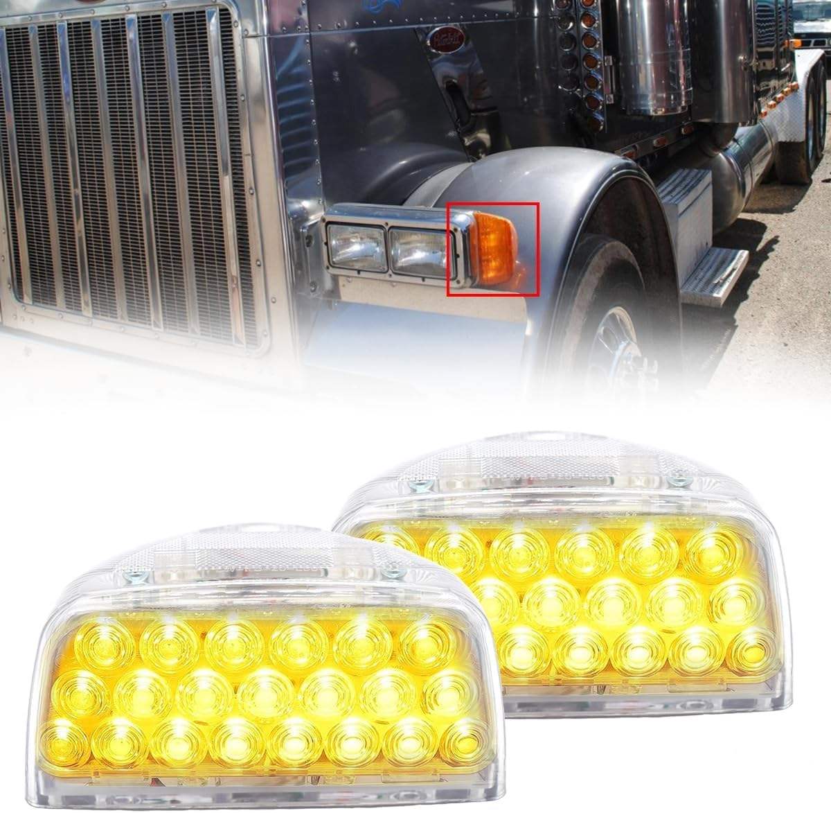 31 LED Amber Turn Signal Corner Head Light Marker Light Fit for Peterbilt 379 359, Sell As One Pair
