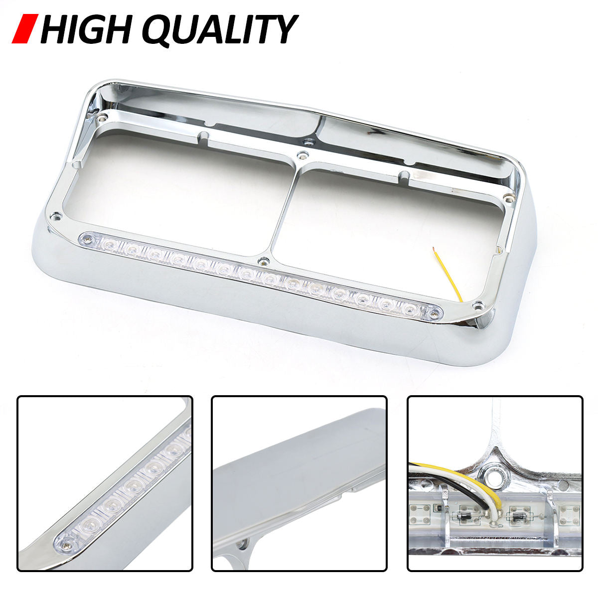 Headlight Frame Pair Dual Rectangle for Kenworth C500 T600 W900
