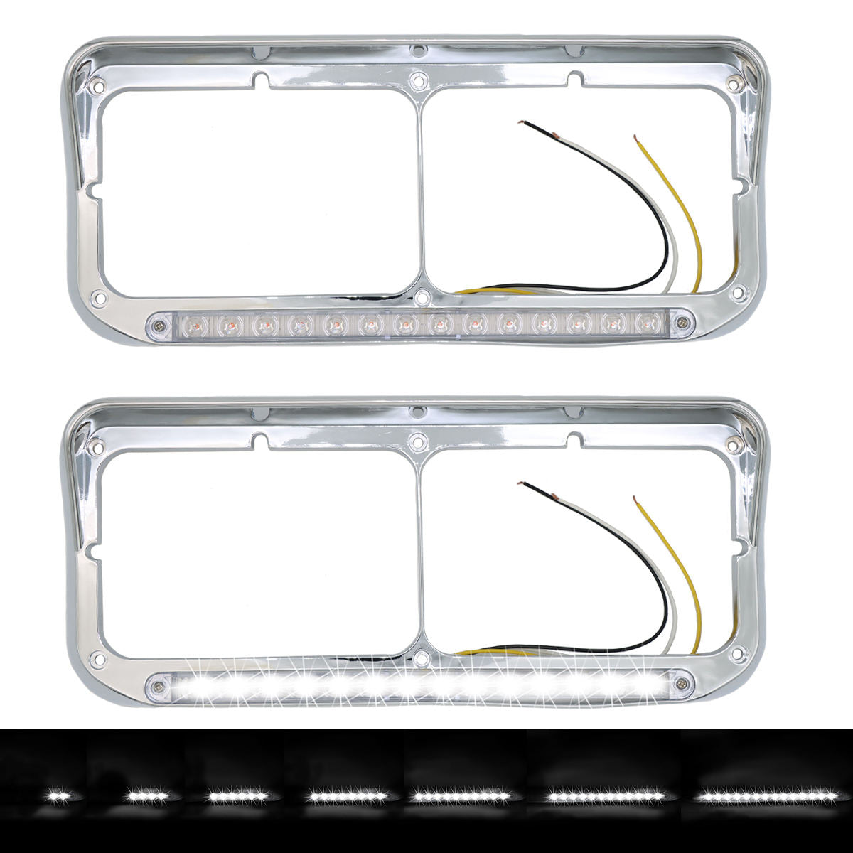 Headlight Frame Pair Dual Rectangle for Kenworth C500 T600 W900