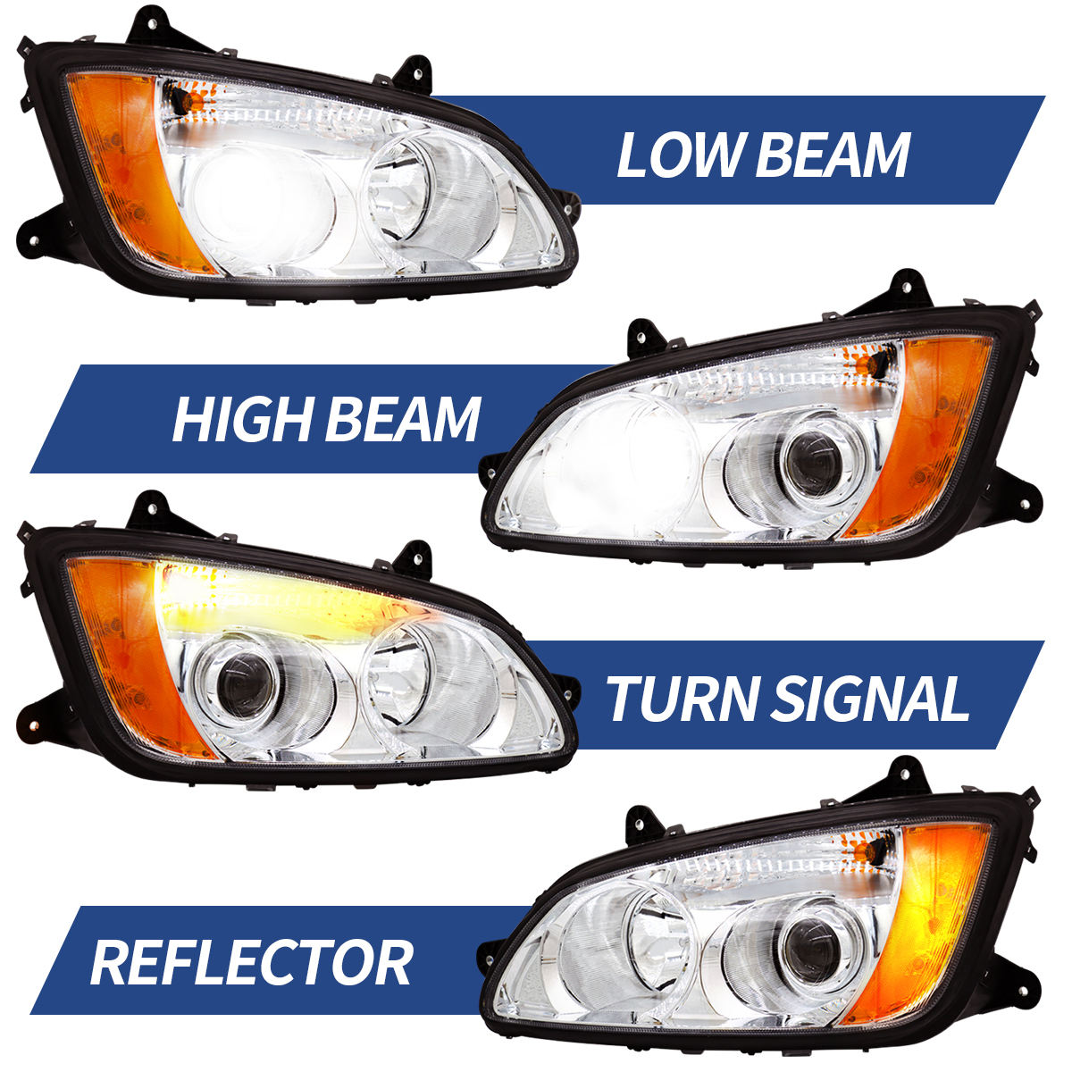 Head Light for 2008-2016 Kenworth T170 T270 T370 T440 T470 T660 T700, Left Side