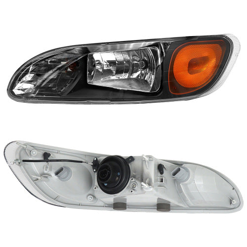 Black Headlight Assembly Fit For 2005-2015 Peterbilt 325 330 335 337 340 348 382 384 386 387, Left/Driver and Right/Passenger Pair Side