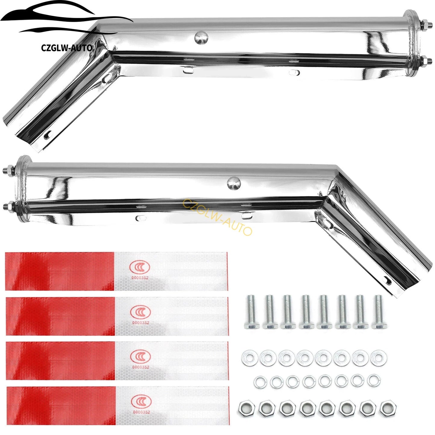 27" Pair Angled Spring Loaded Mud Flap Hanger for Semi Truck 2-1/2" Bolt Spacing