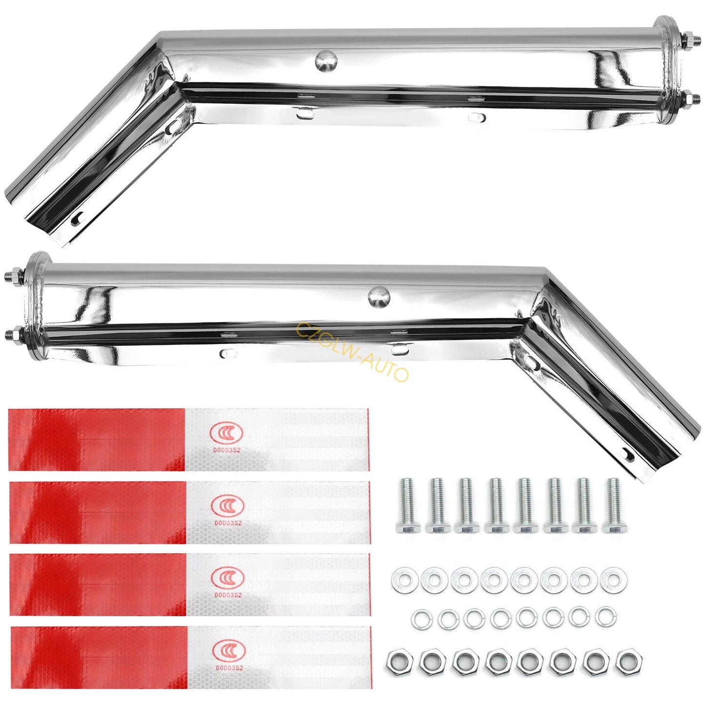 27" Pair Angled Spring Loaded Mud Flap Hanger for Semi Truck 2-1/2" Bolt Spacing