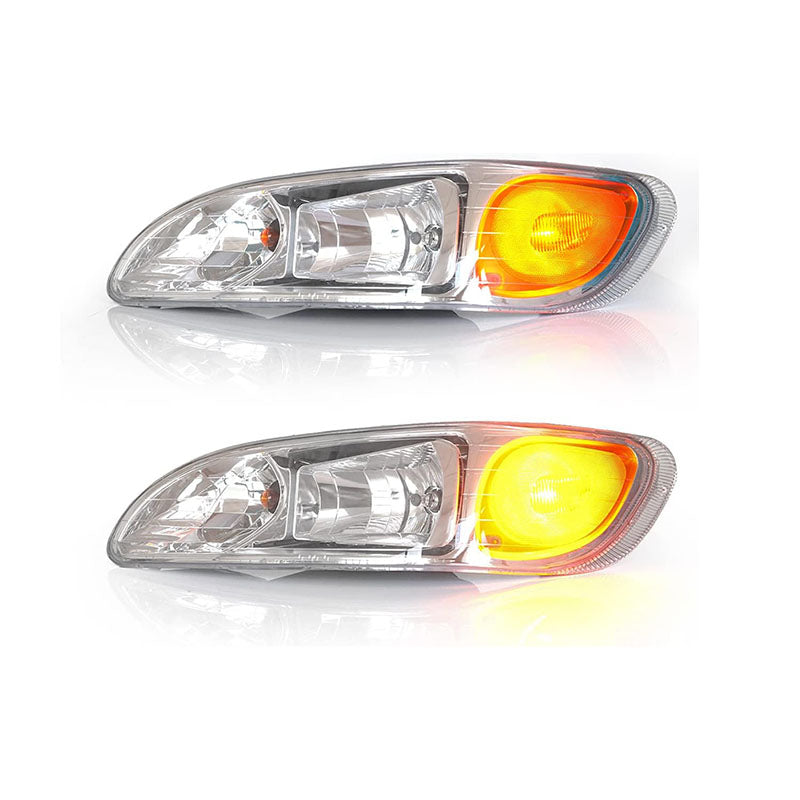 For Peterbilt 386 Headlight Pair Assembly Chrome