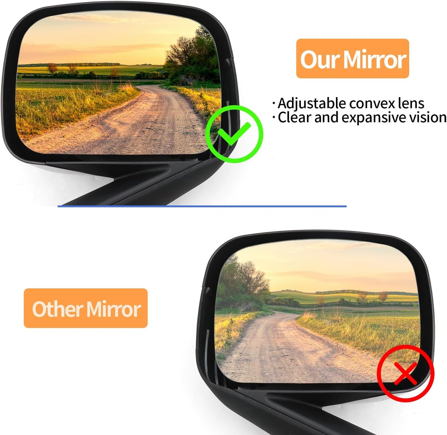 For Freightliner Cascadia Hood Mirror Black