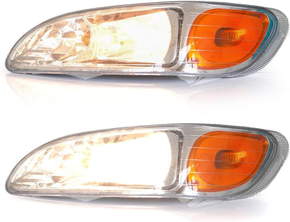For Peterbilt 386 Headlight Pair Assembly Chrome