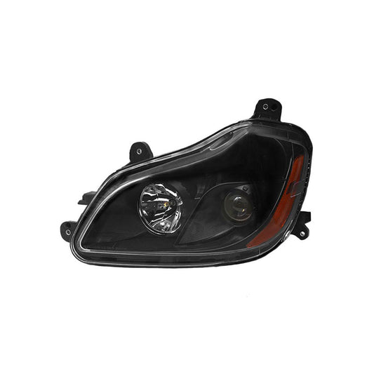 Headlight Assembly Fit for Kenworth T680 2013-2021, Halogen Headlights Headlamps W/Bulbs Black House Black, Left Headlight Assembly