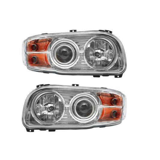 Headlight Assembly Fit for 2008-2018 Peterbilt 388-389, Halogen Headlights Headlamps W/Bulbs Chrome House (Pair of Headlight Assembly)