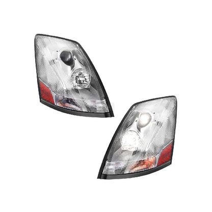 For Volvo VNL 2004-2017 Semi Truck Chrome Projector Halogen Headlight Set Pair