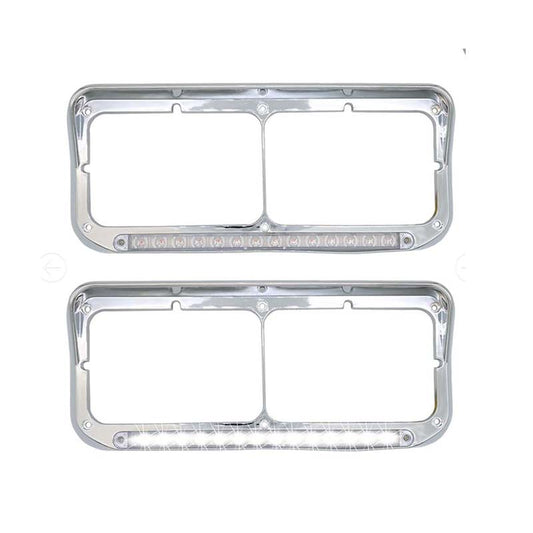 Headlight Frame Pair Dual Rectangle for Kenworth C500 T600 W900