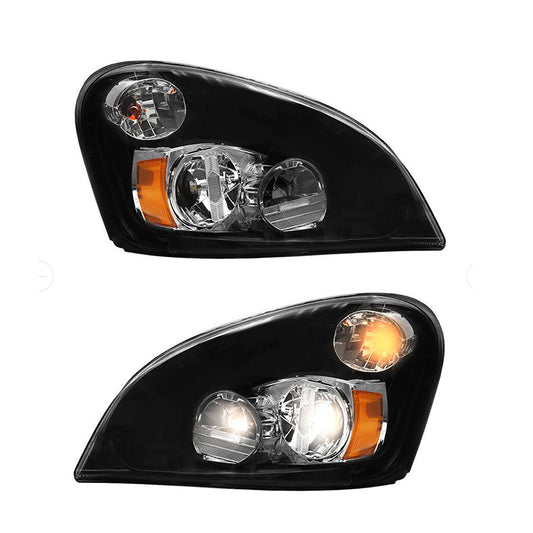 pair Headlight Assembly Compatible with 2008-2017 Freightliner Cascadia, LED Headlamps Assembly Black Interior Clear Lens Left Driver and Right Passenger Side